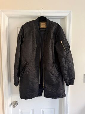 Scotch & Soda Black Quilted Bomber Coat with Gold Hardware XL